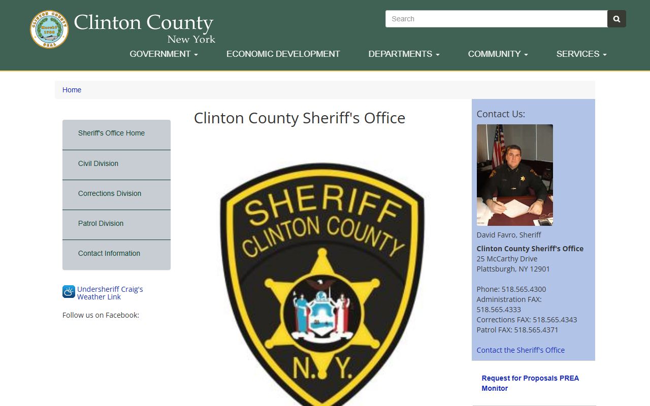 Clinton County Sheriff's Office inmate population and custody search resources